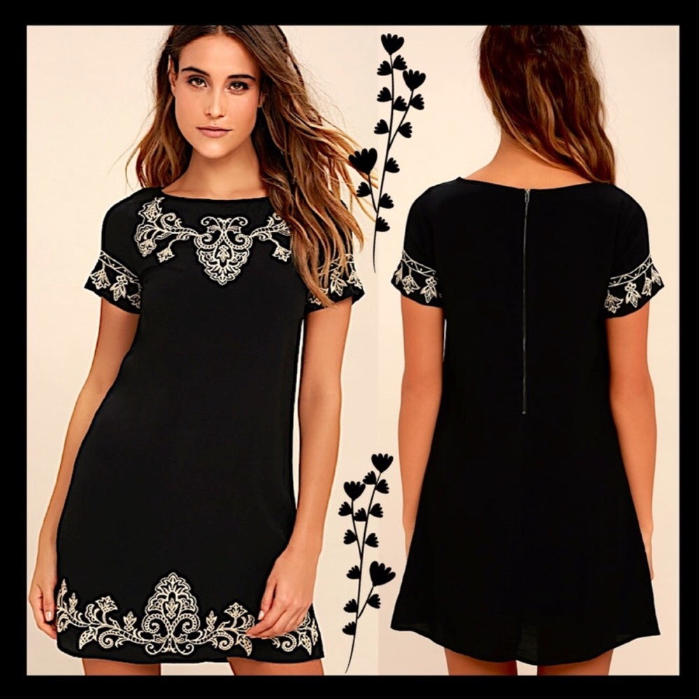 Tale to Tell LuLu's Embroidered Shift Mini Dress